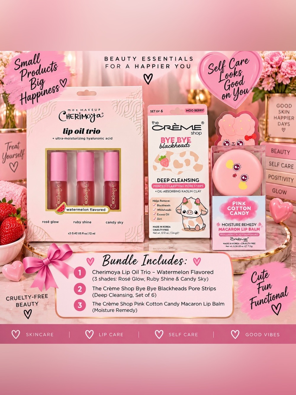 Pink Lip Oil Trio - Watermelon Flavored